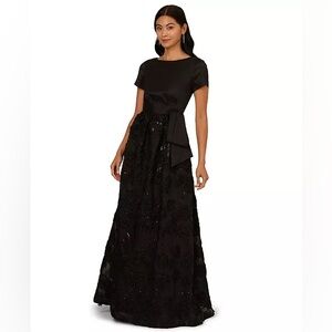 Adrianna Papell Black Short Sleeve Dress